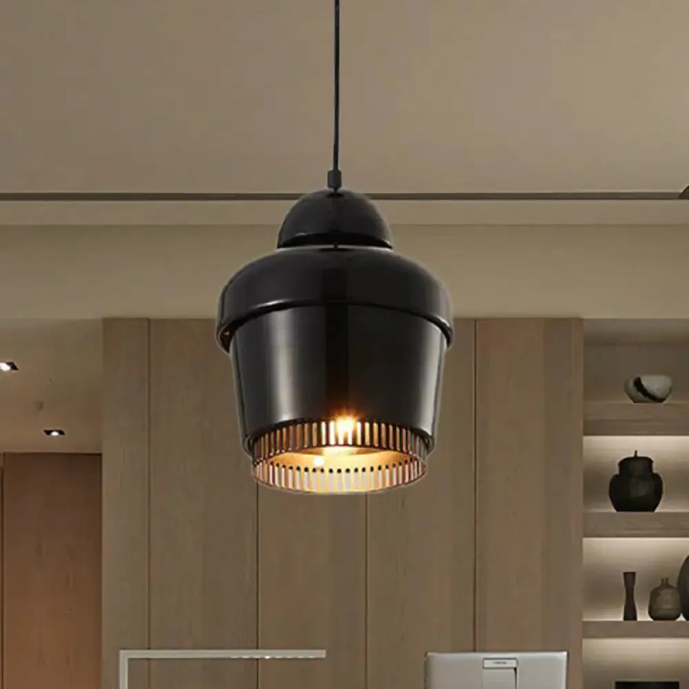 Modern Black/White/Chrome Jar Pendant Ceiling Light - Stylish Iron Hanging Pendant Light