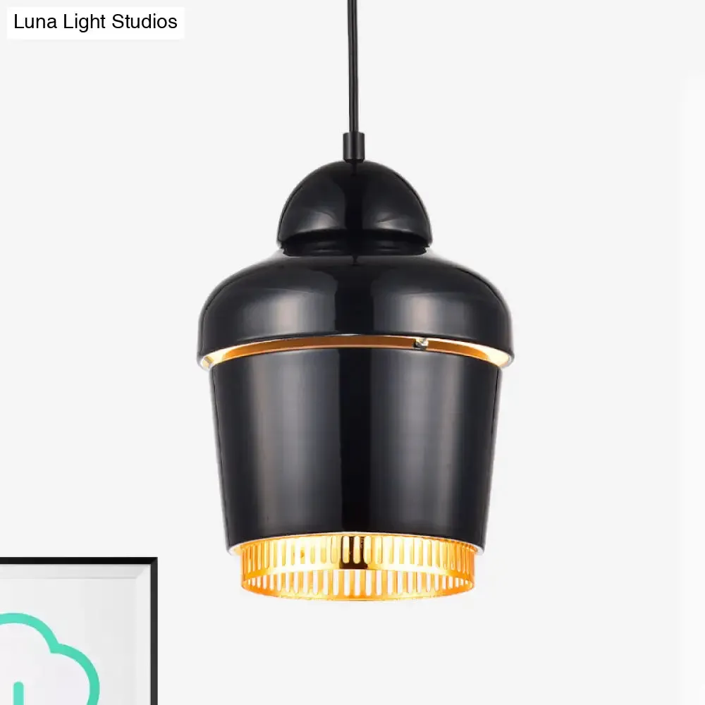 Modern Black/White/Chrome Jar Pendant Ceiling Light - Stylish Iron Hanging Pendant Light