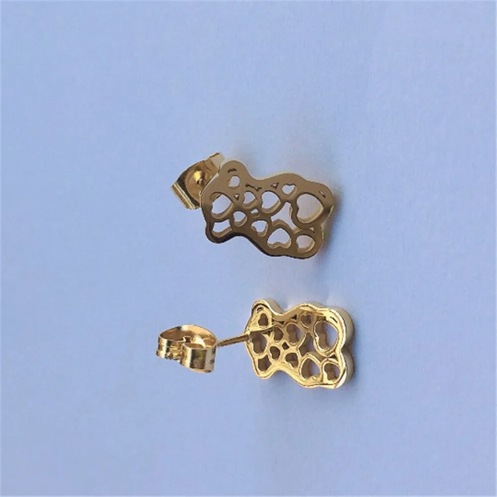 Modern Gold Bear Shape Stainless Steel Woman Earrings