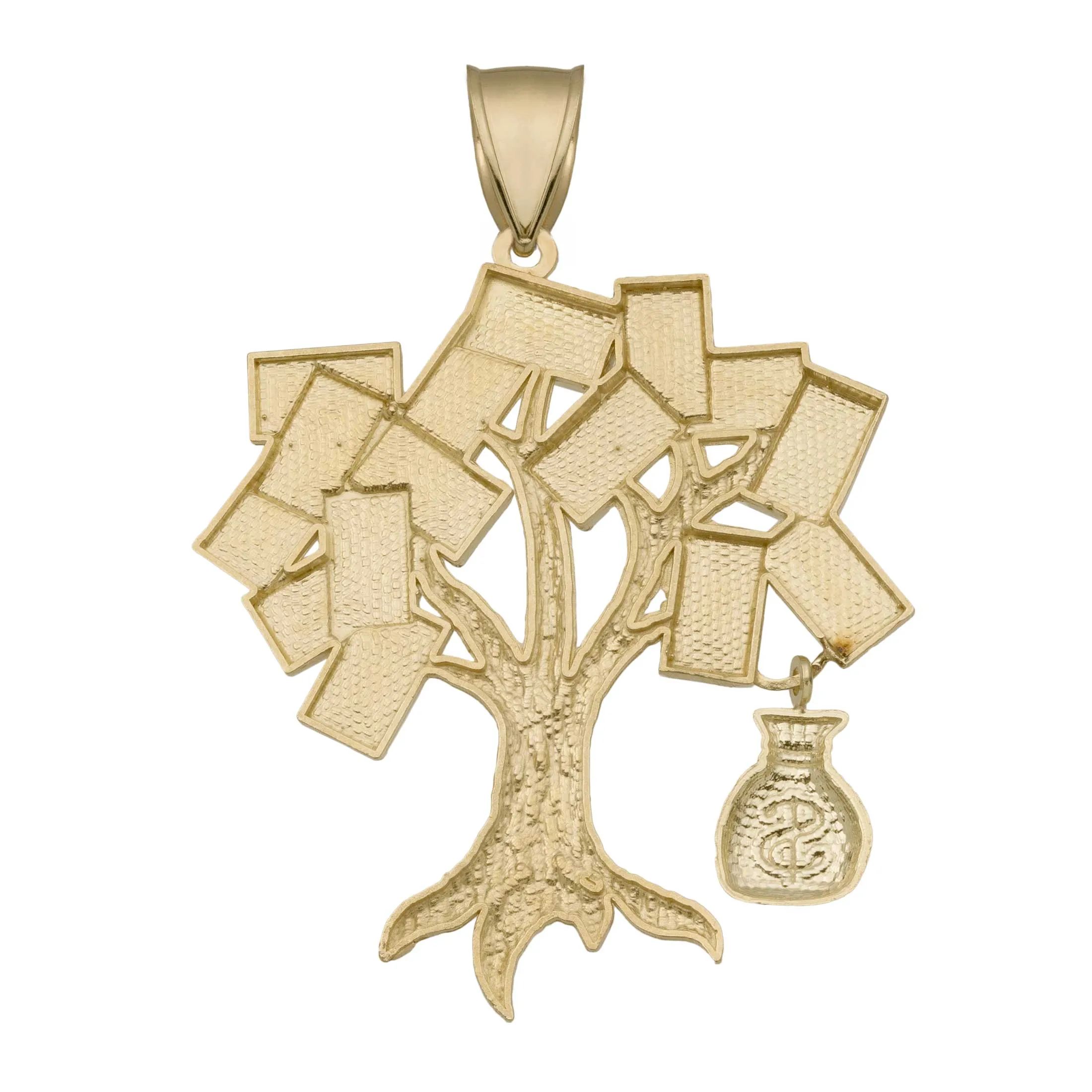 Money Bag Tree Pendant 10K Yellow Gold