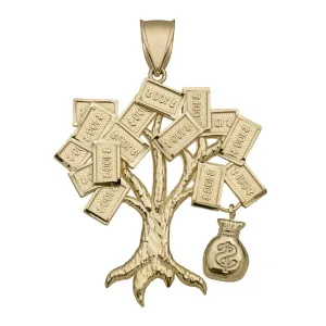 Money Bag Tree Pendant 10K Yellow Gold