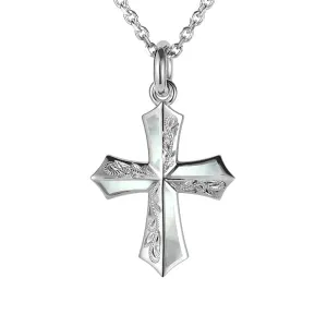 Mother of Pearl Engraved Cross Pendant