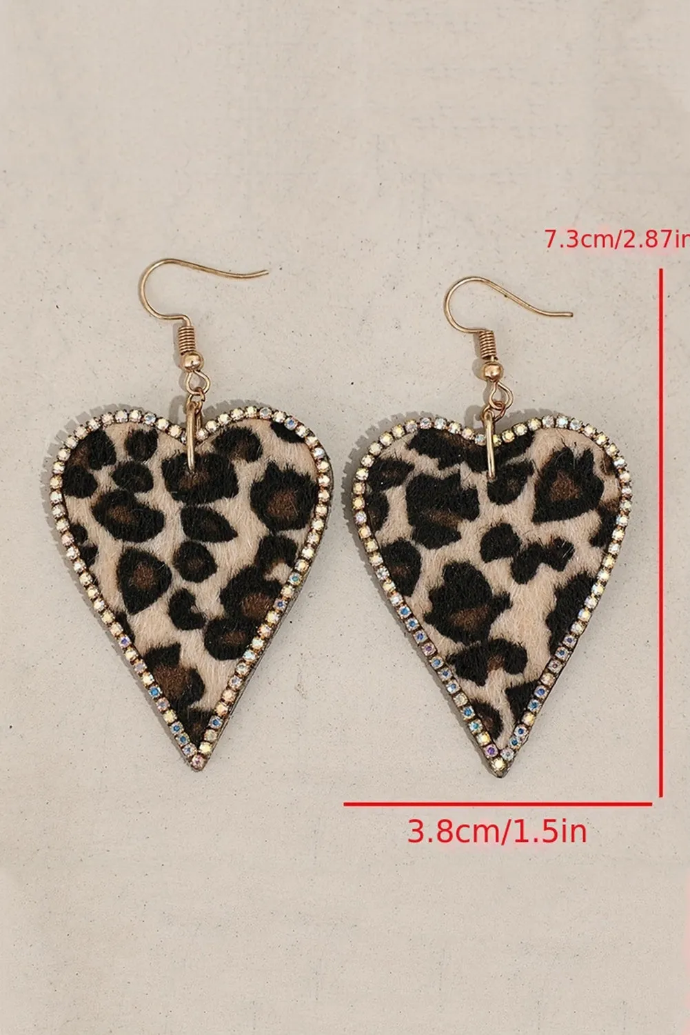 Multicolour Rhinestone Edge Leopard Print Heart Shape Earrings