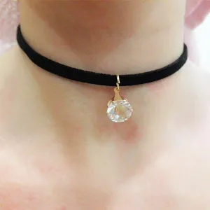 N933 Choker Necklaces Women Black Velvet Suede Leather Chain Short Collares Zircon Fashion Jewelry Gothic 90's Bijoux ras de cou