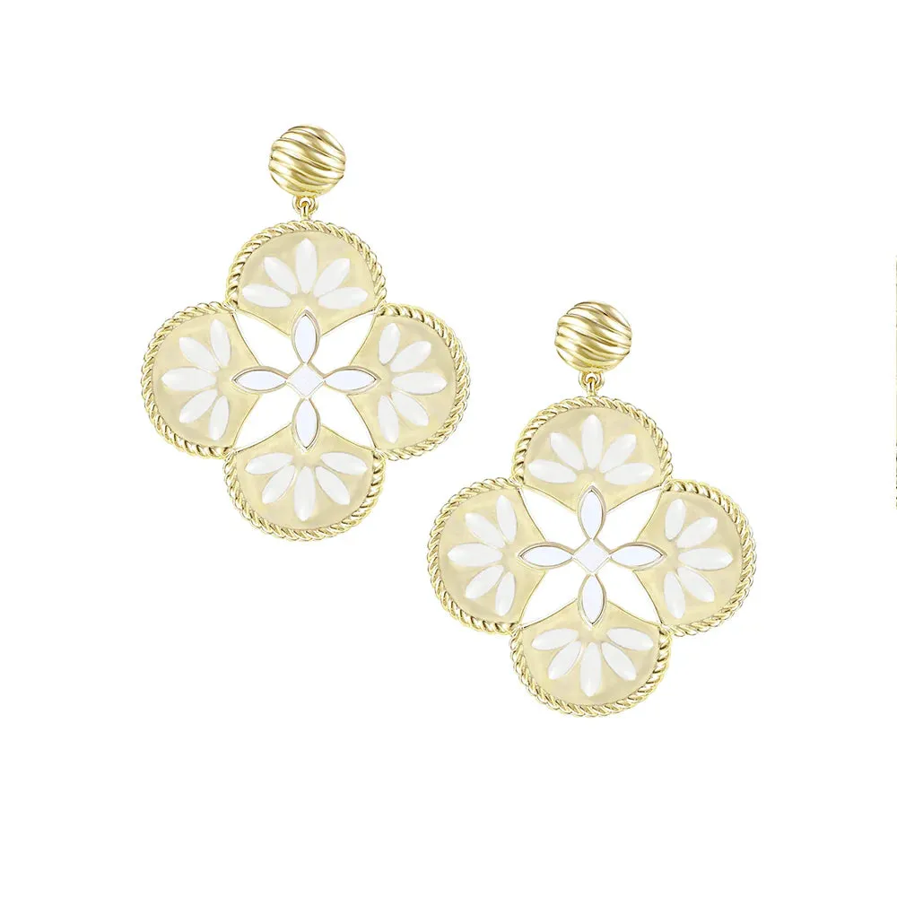 Natalie Wood - Sea Breeze Statement Earrings in White Enamel