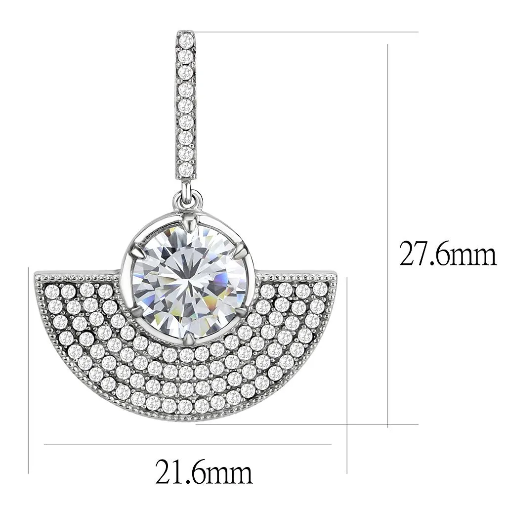 No Plating Stainless Steel Earrings with AAA Grade CZ in Clear for Women Clear Stone Color Style DA334