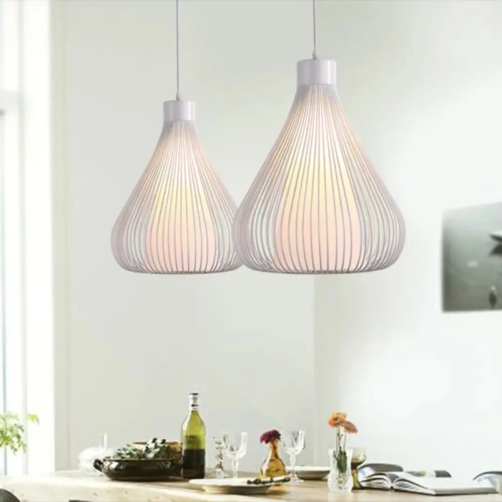 Nordic Teardrop Cage Pendant Light - Stylish Metal Hanging Lamp for Restaurants