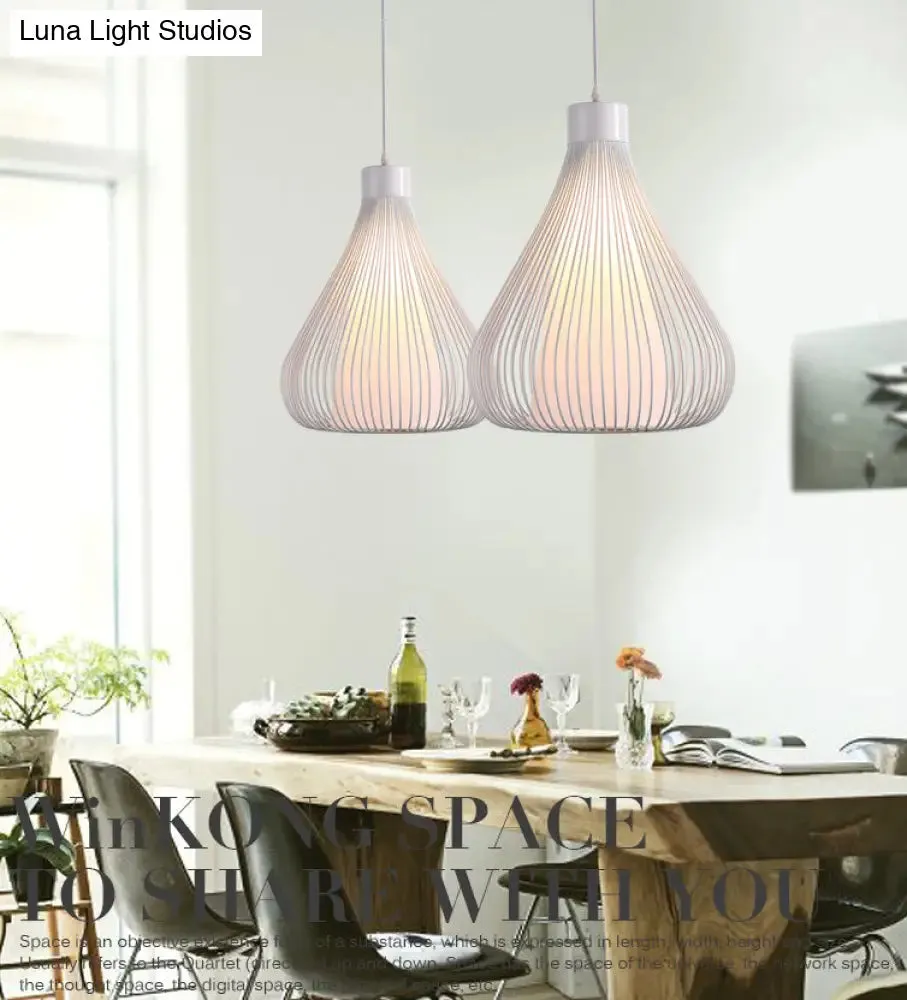 Nordic Teardrop Cage Pendant Light - Stylish Metal Hanging Lamp for Restaurants