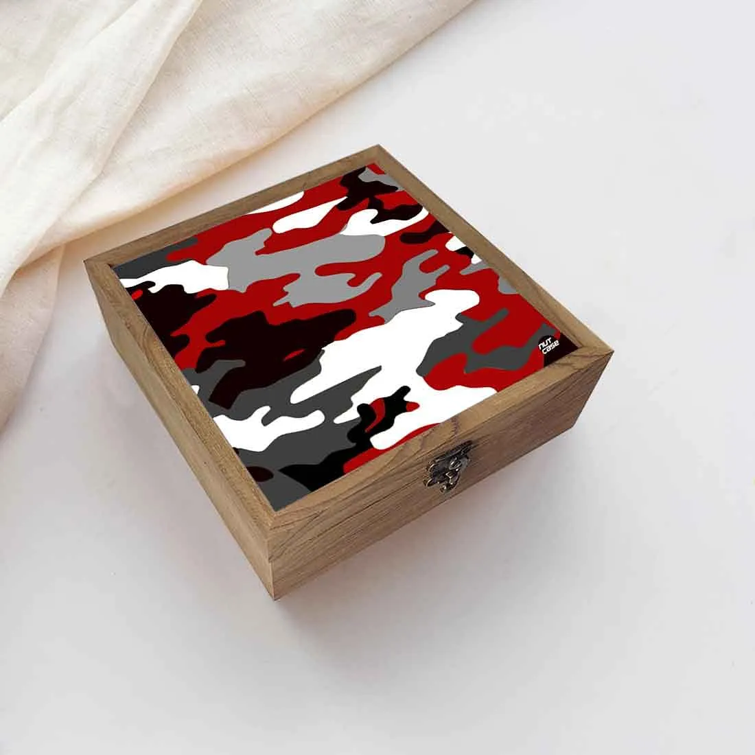 Nutcase Designer Jewellery Box for Ladies - Unique Gifts -Red Black Army Camouflage