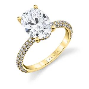 Oval Cut Classic Pave Engagement Ring - Jayla 18k Gold Yellow