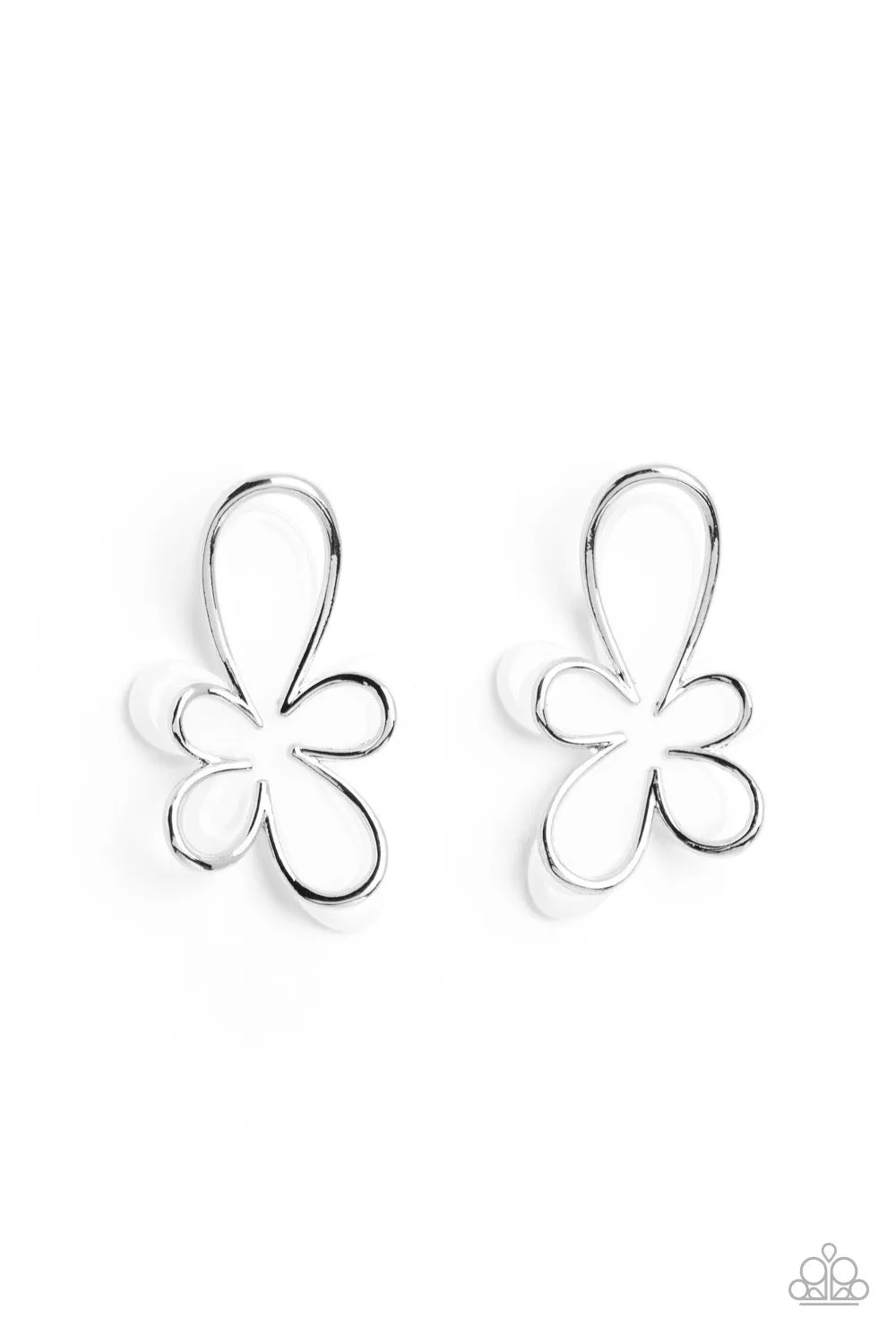 Paparazzi Glimmering Gardens - White Earrings