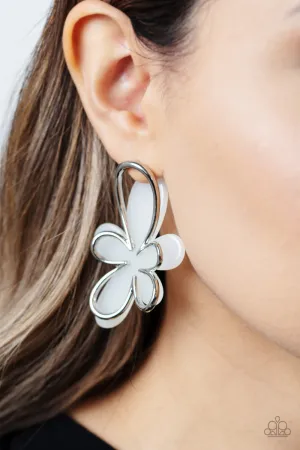 Paparazzi Glimmering Gardens - White Earrings