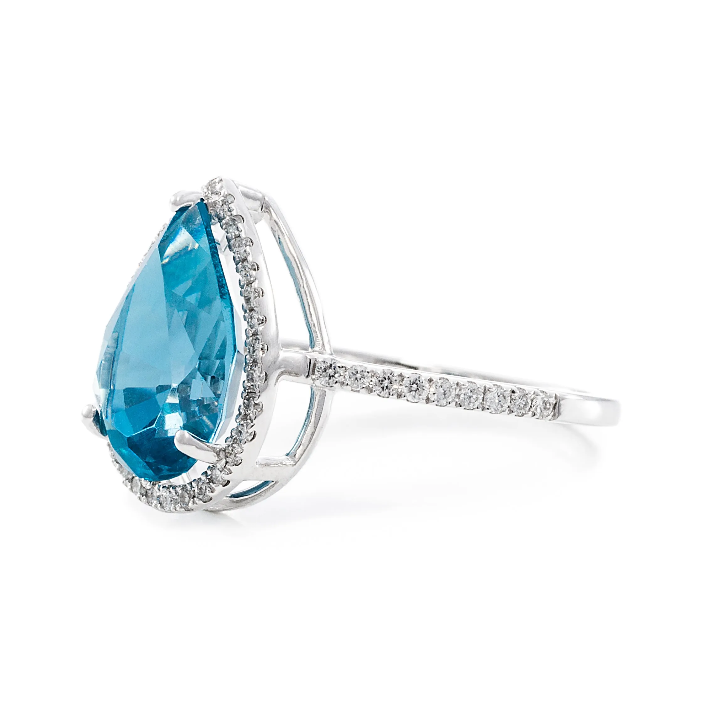 Pear-Shaped Blue Topaz Ring