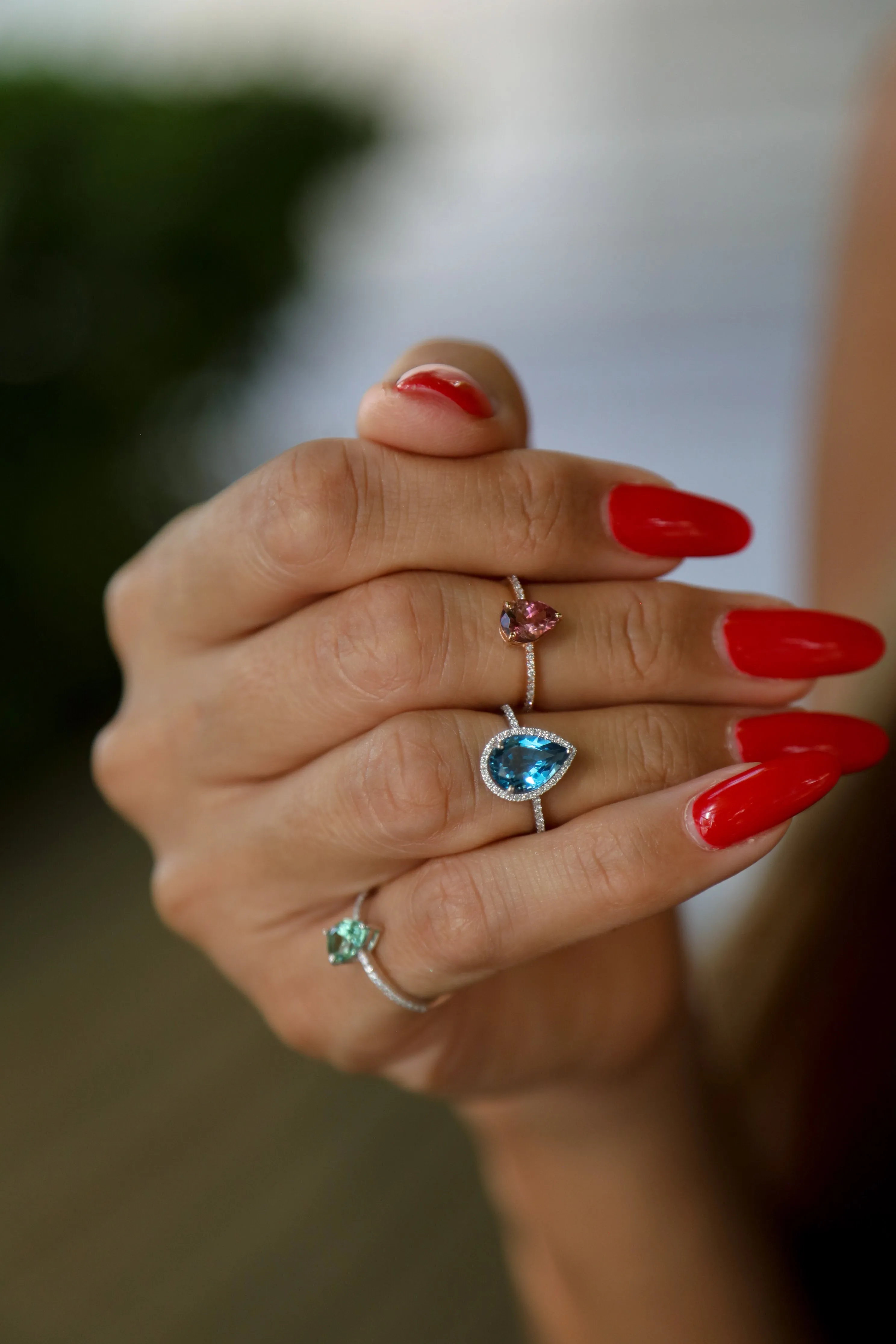 Pear-Shaped Blue Topaz Ring