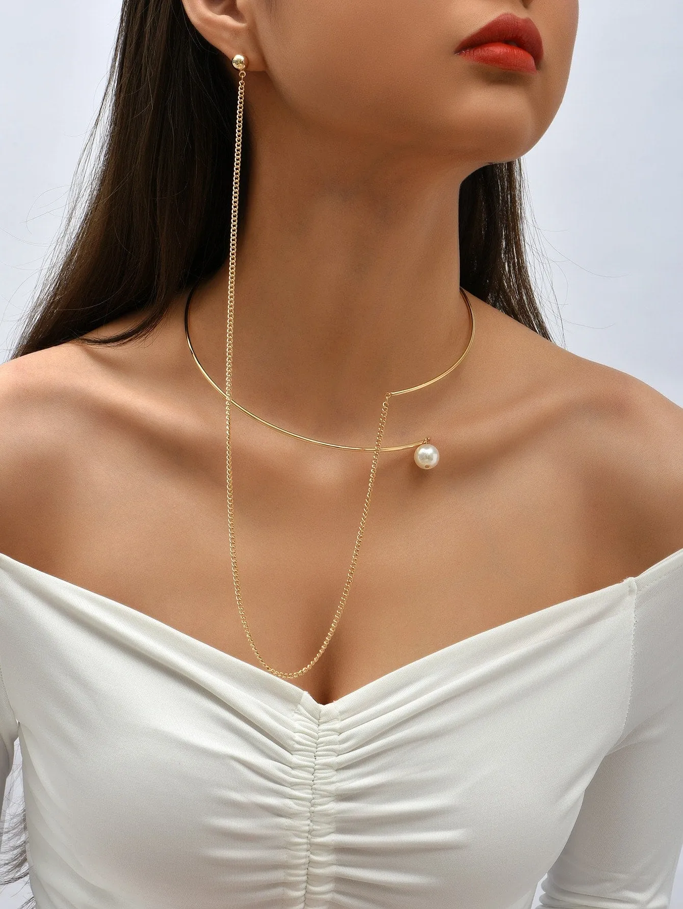 Pearl Decor Choker With Earring for Women Jewelry for Women Necklace Accessories