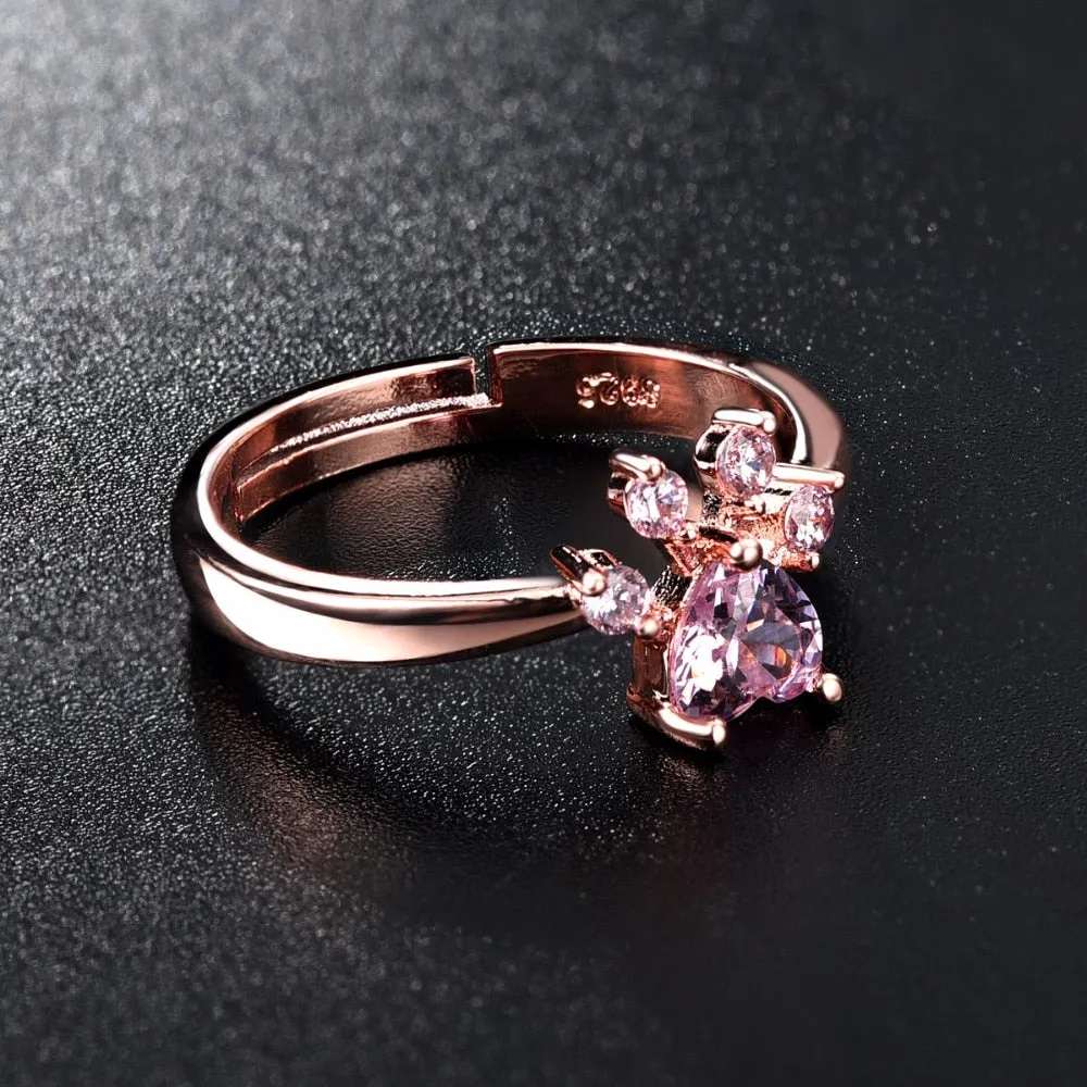 Pink Crystal Rose Gold Rings