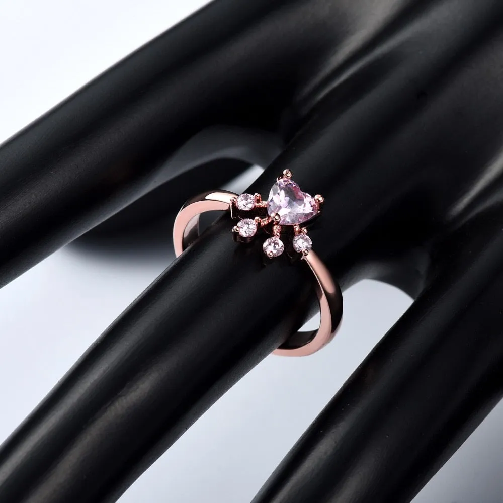 Pink Crystal Rose Gold Rings