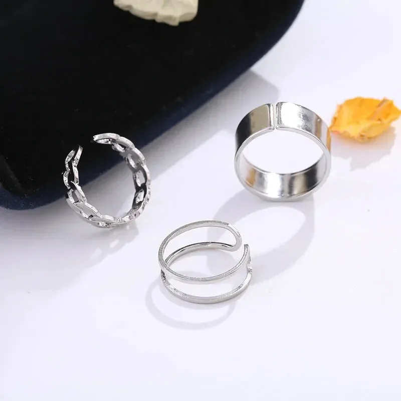 Punk Metal Geometry Circular Opening Index Buckle Joint Jewelry Gifts Ring