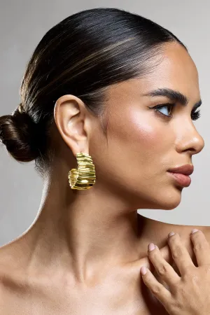 Quinlan | Gold Textured Chunky Hoop Earrings