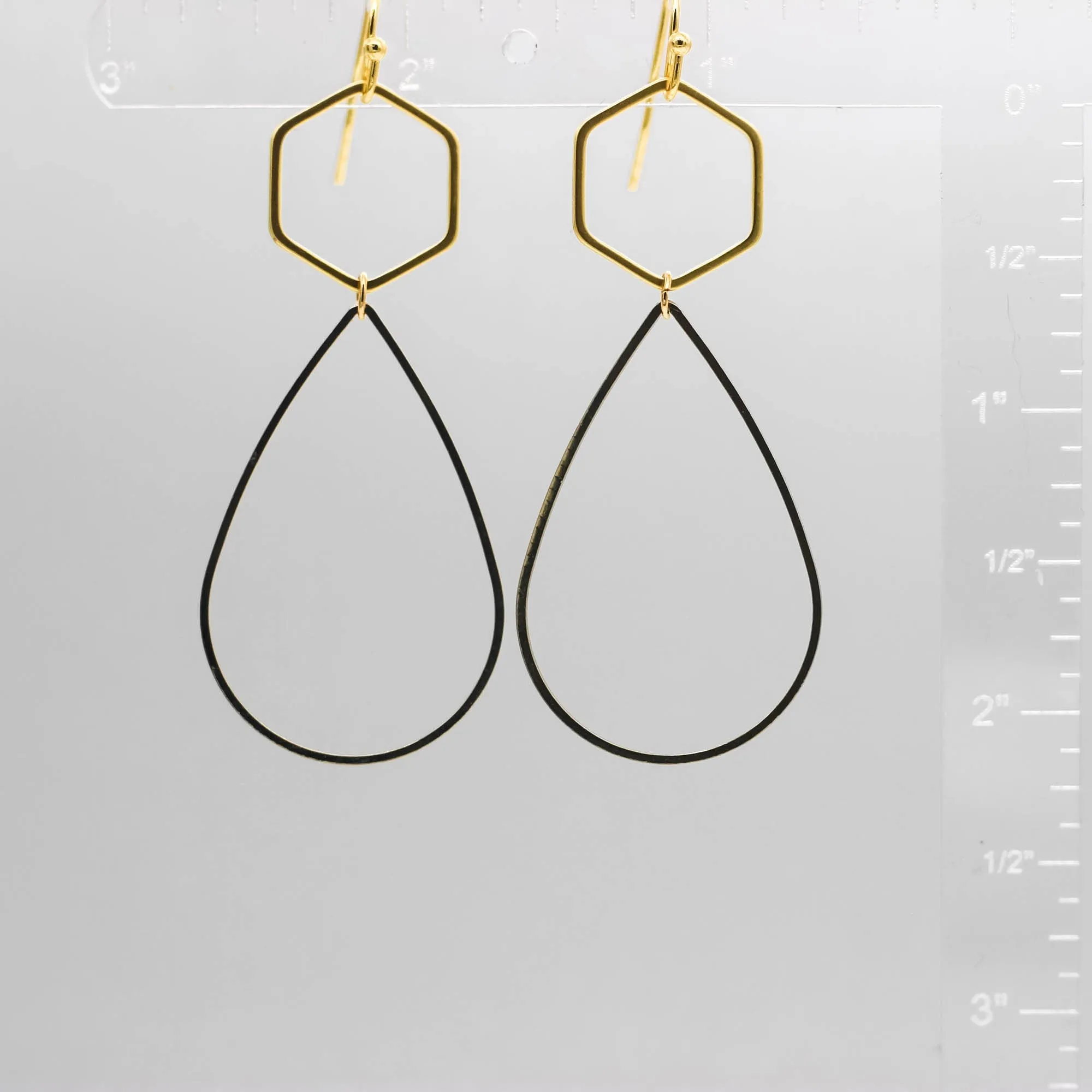 "Le Contour" Matte Silver & Black Drop Earrings