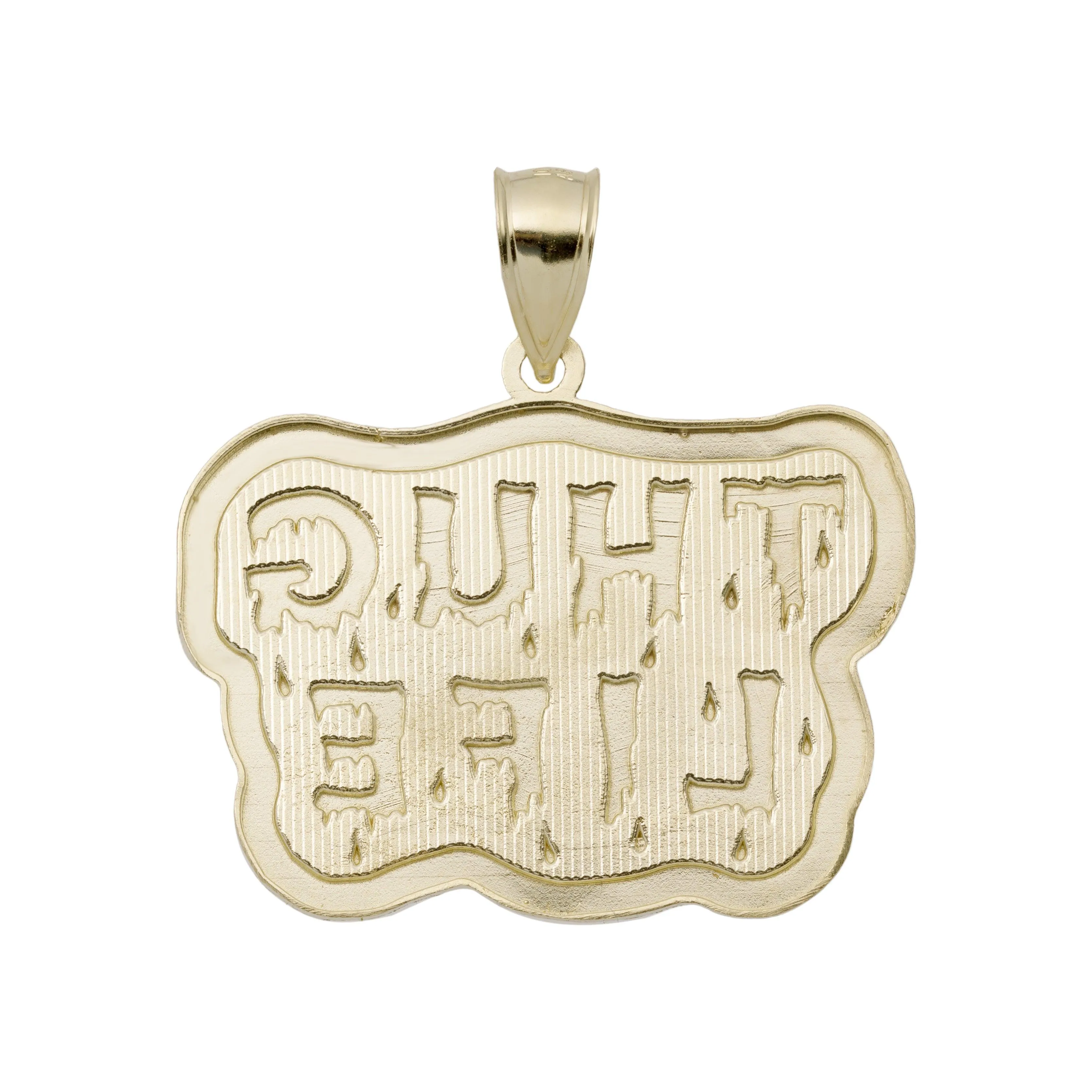 "Thug Life" Medallion Pendant 10K Yellow Gold