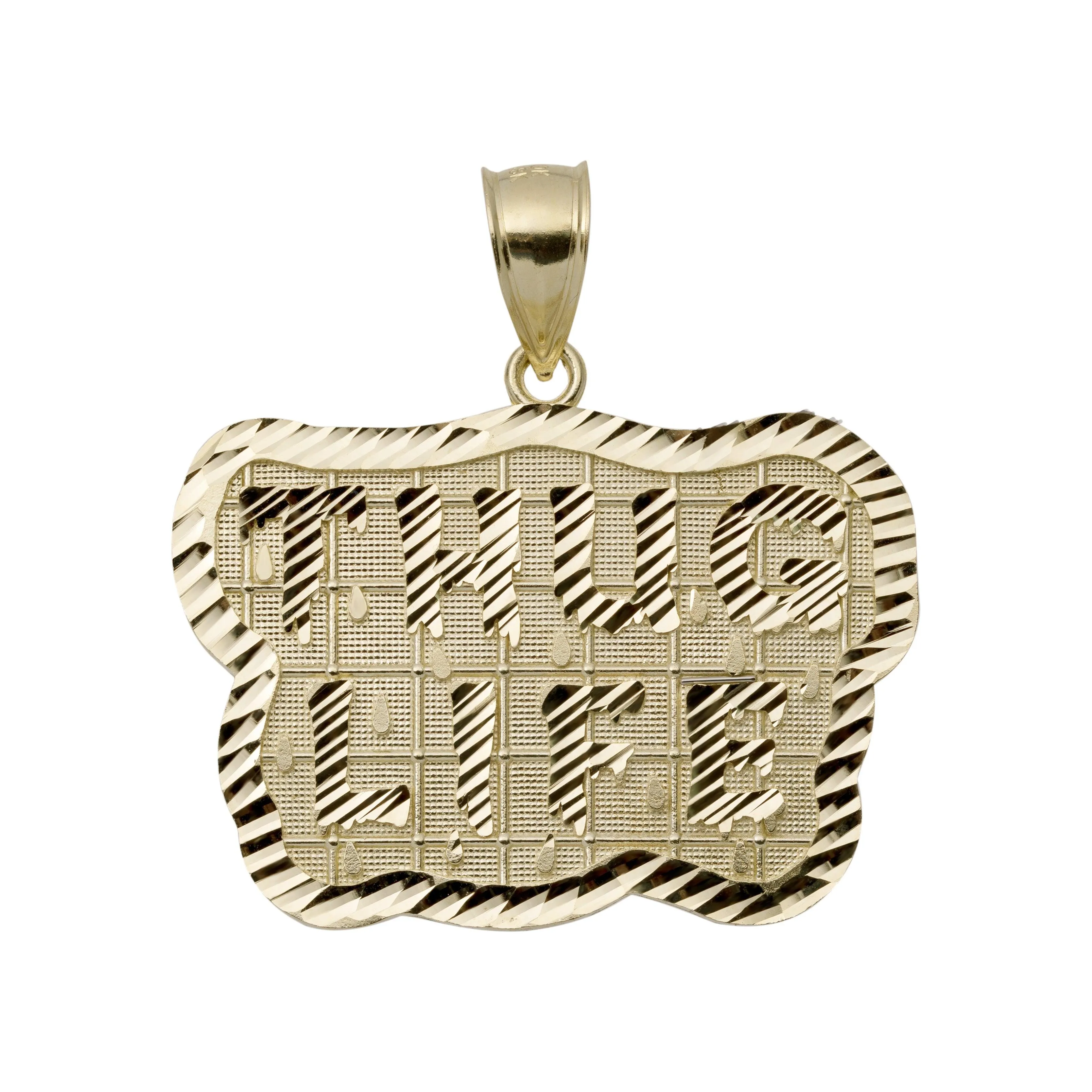 "Thug Life" Medallion Pendant 10K Yellow Gold