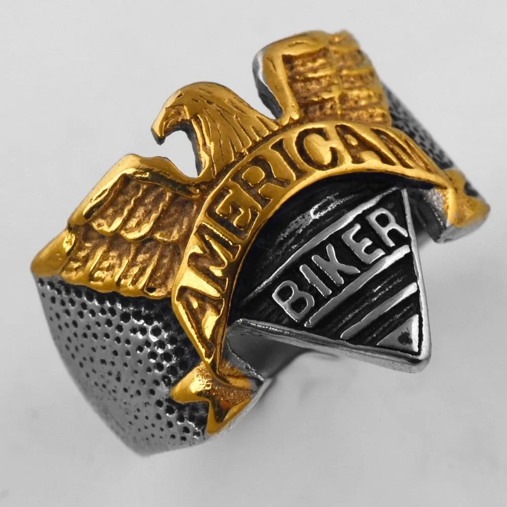 R66 1605 R66  "American Biker" Engraving Cast Ring