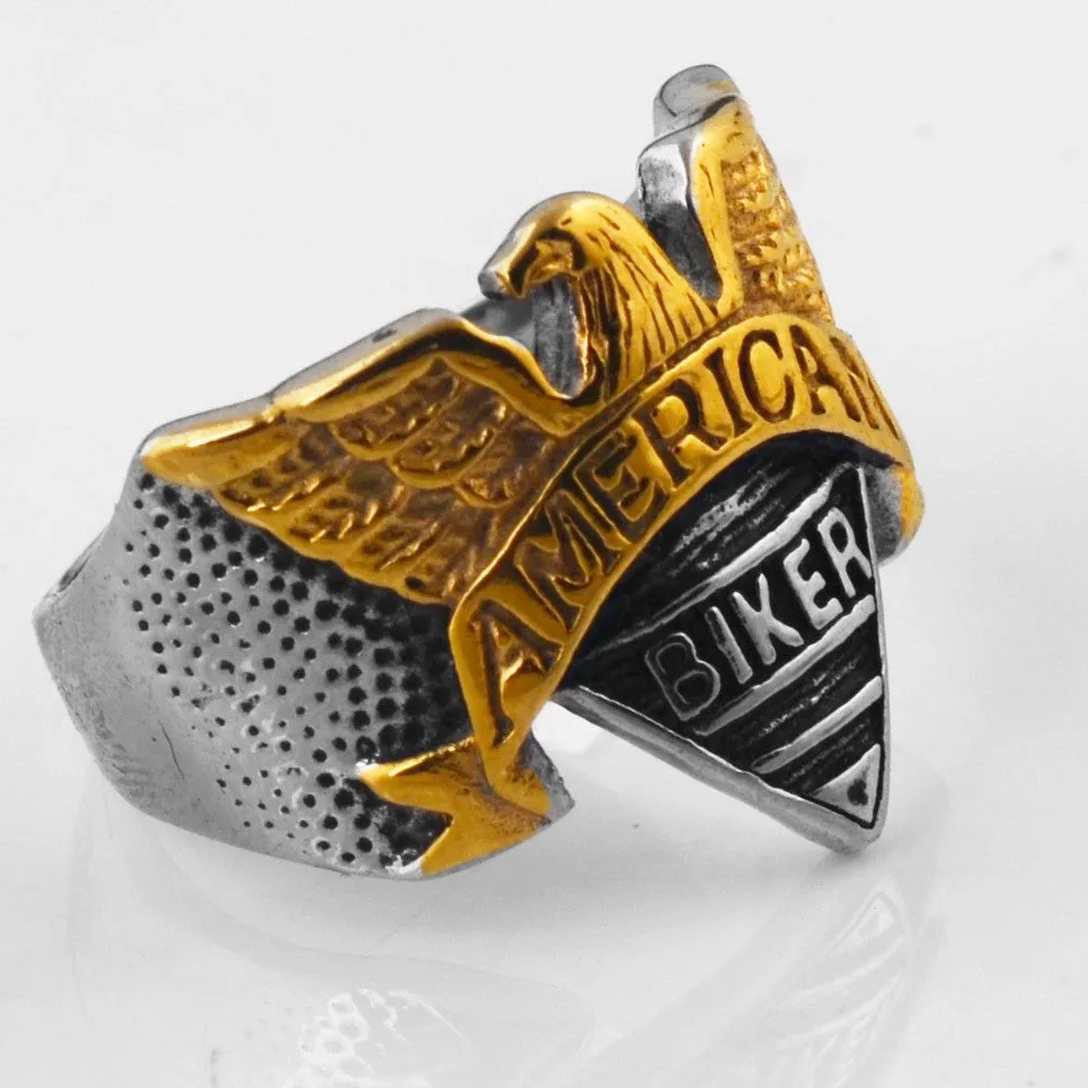 R66 1605 R66  "American Biker" Engraving Cast Ring