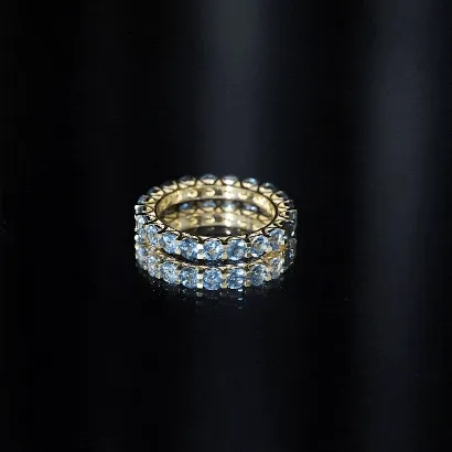 Real London Blue Topaz Simple Eternity Band Ring