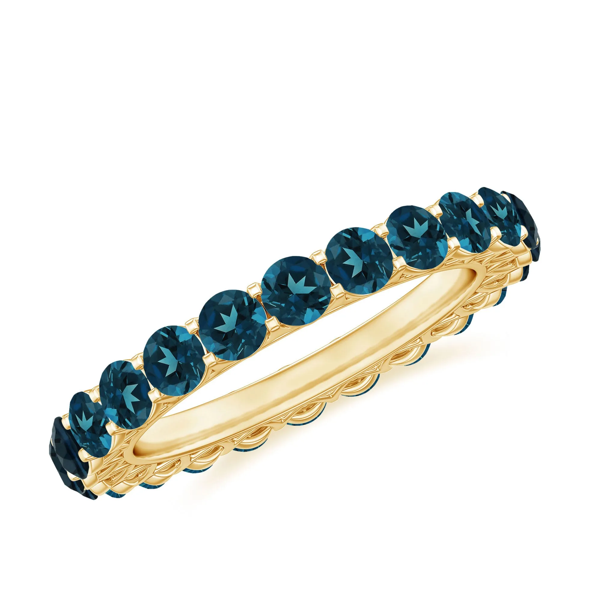 Real London Blue Topaz Simple Eternity Band Ring