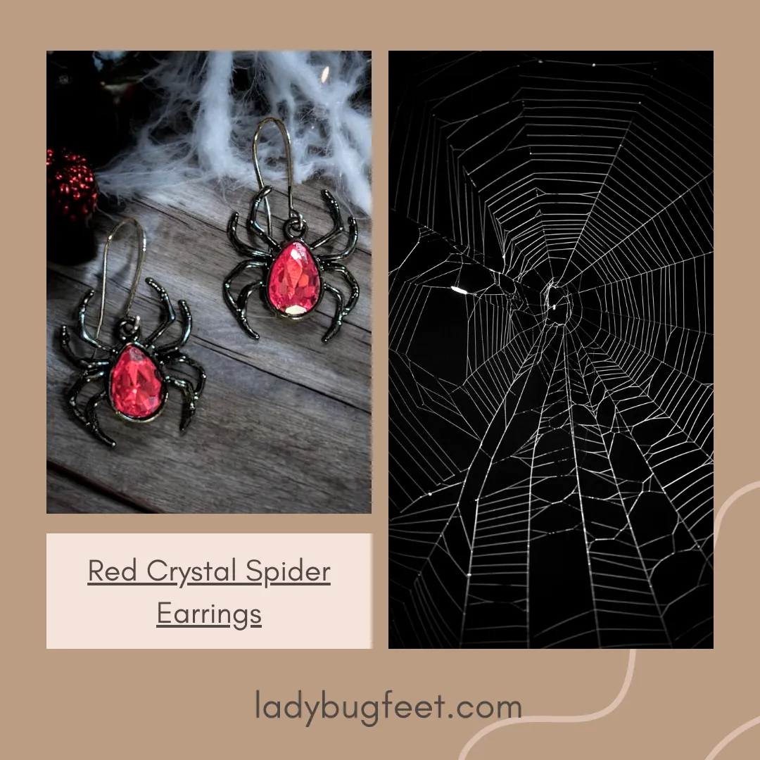 Red Crystal Spider Earrings