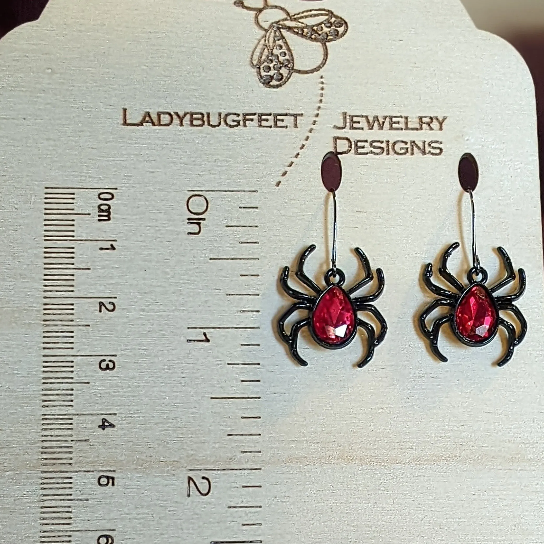 Red Crystal Spider Earrings