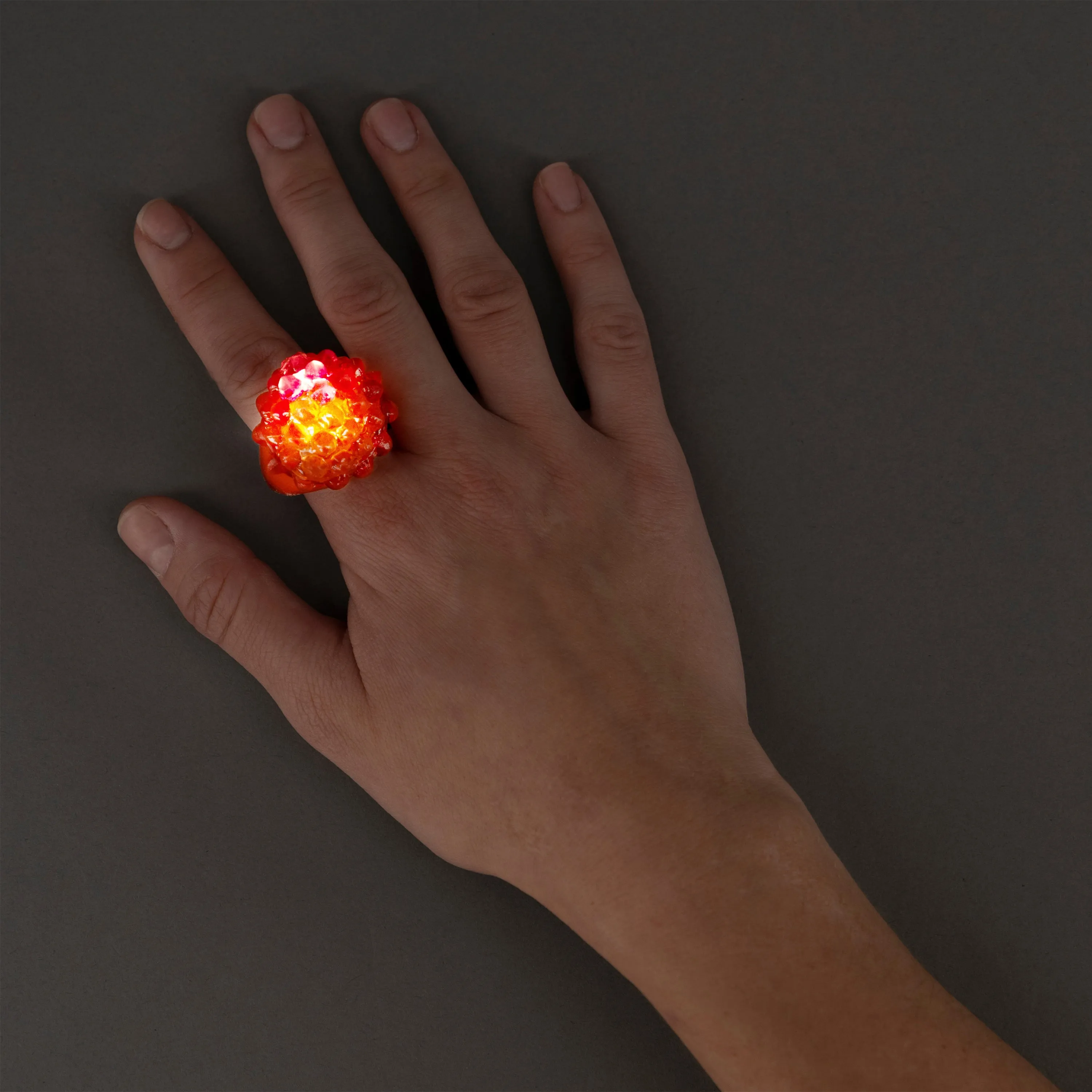 Red Light Up Flashing LED Jelly Bumpy Rings - Pack of 6