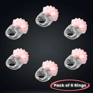 Red Light Up Flashing LED Jelly Bumpy Rings - Pack of 6