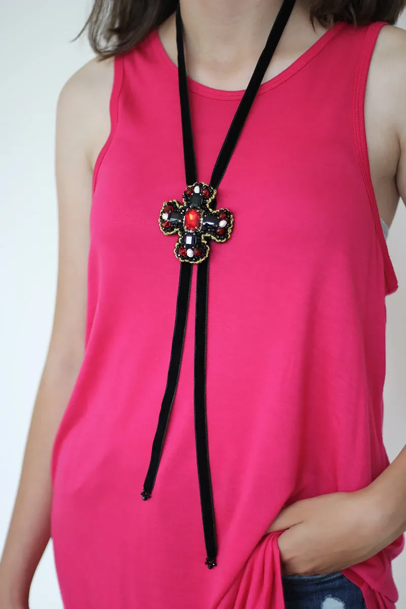 Ribbon Necklace - Cross