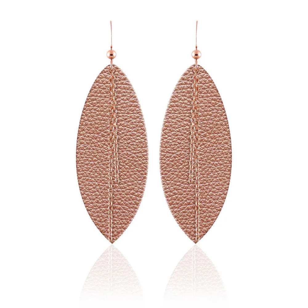 Rose Gold Linked Leather Earrings ©