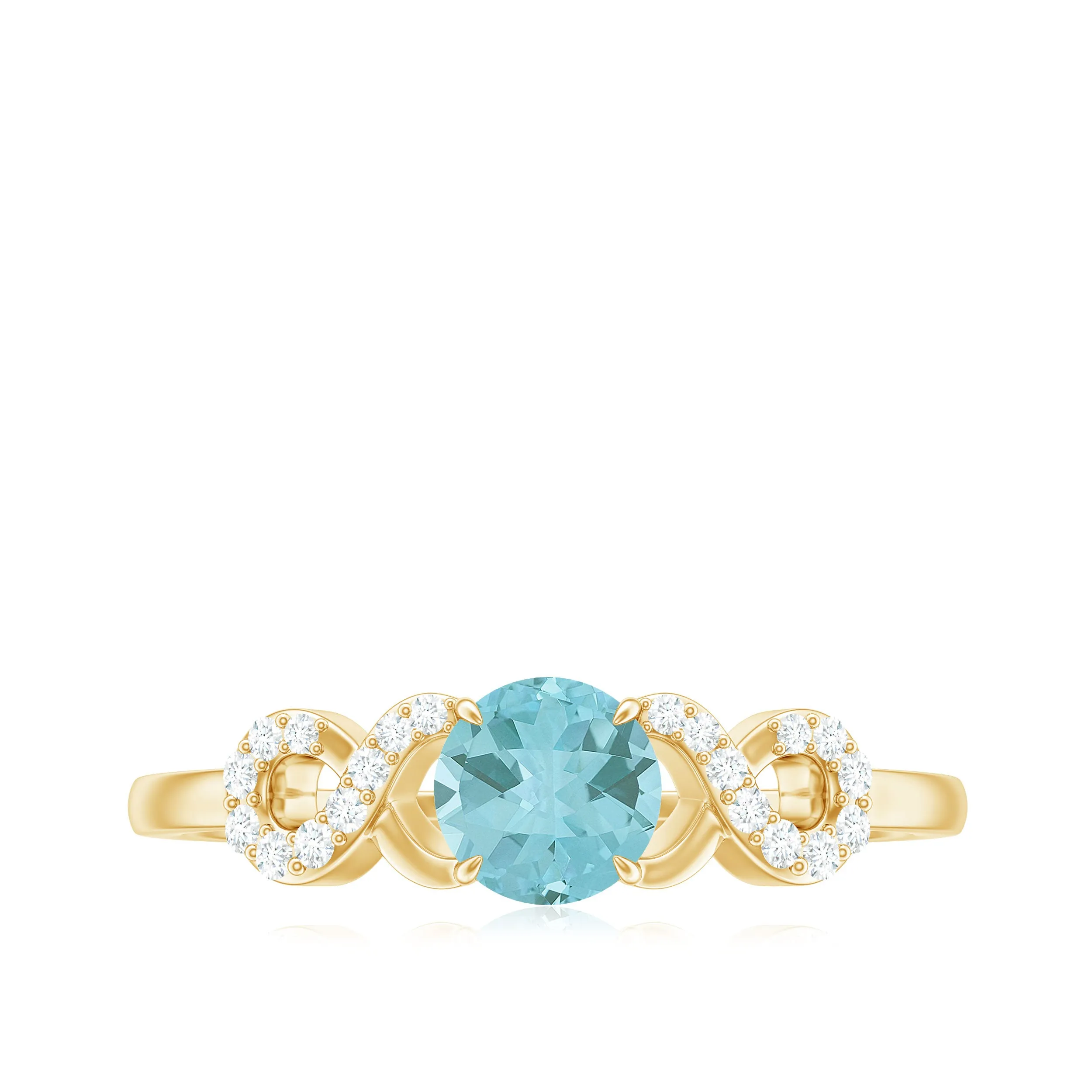 Round Sky Blue Topaz Solitaire Ring with Infinity Diamond