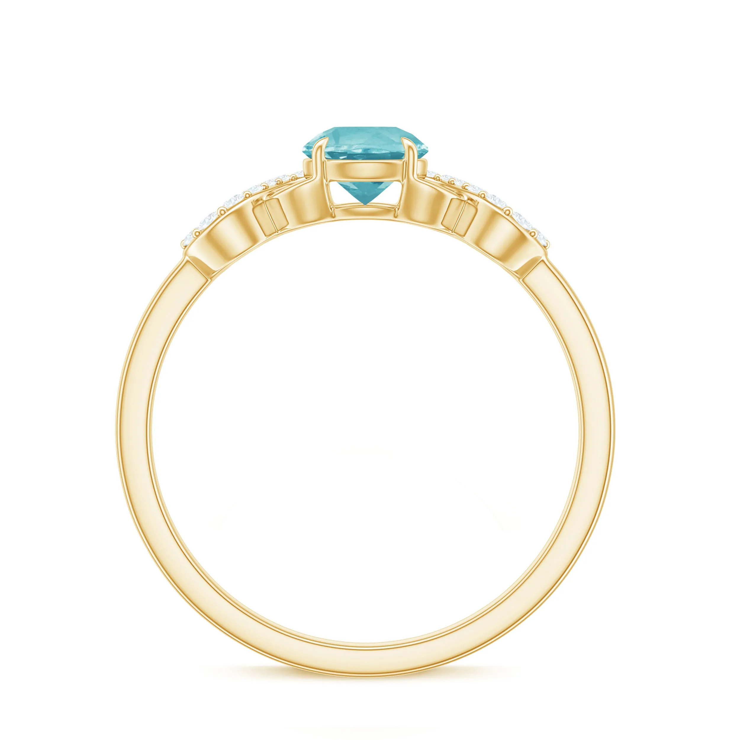 Round Sky Blue Topaz Solitaire Ring with Infinity Diamond