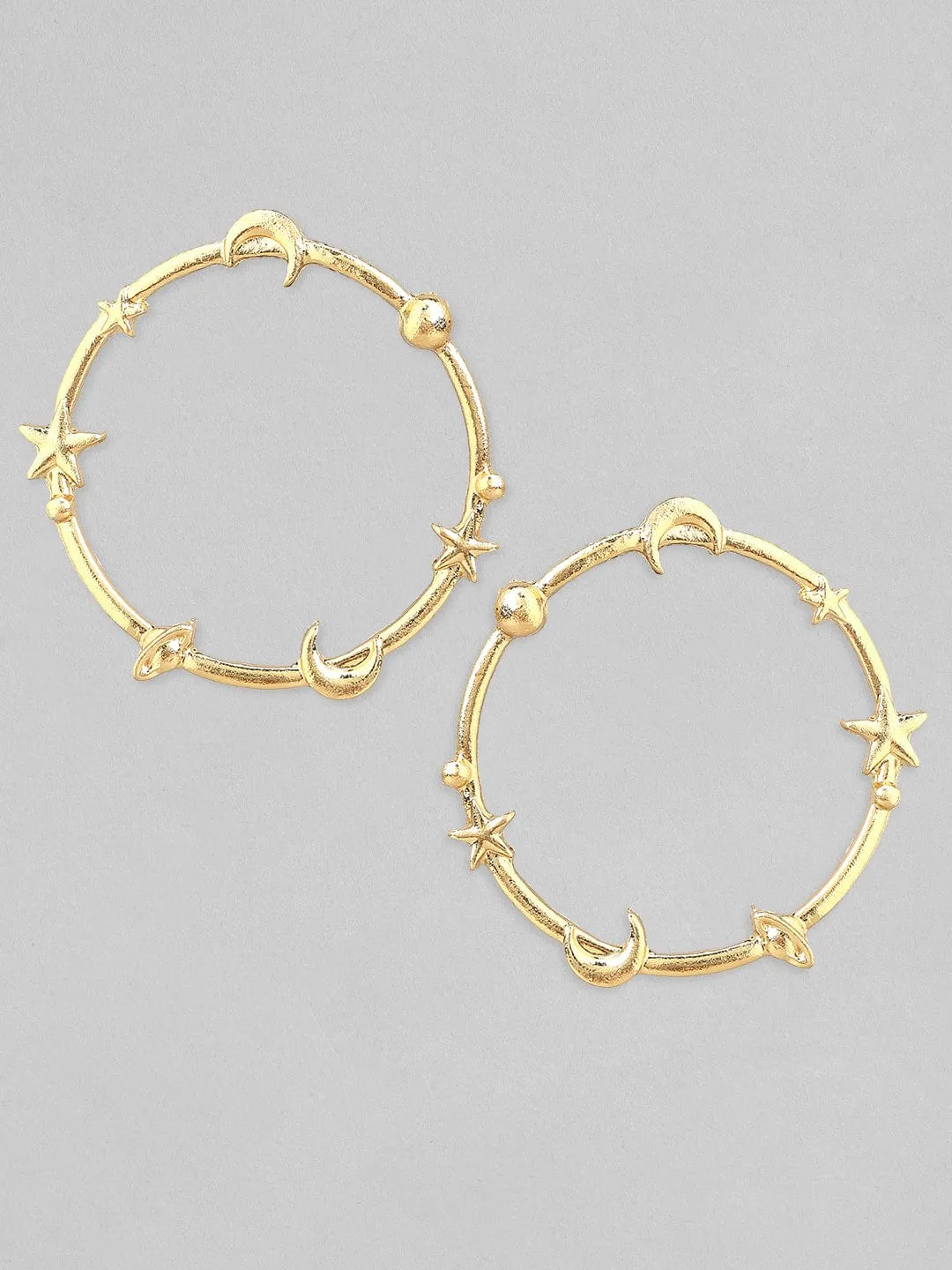 Rubans Voguish Set of 2, Gold Toned Contemprory Style Earrings.