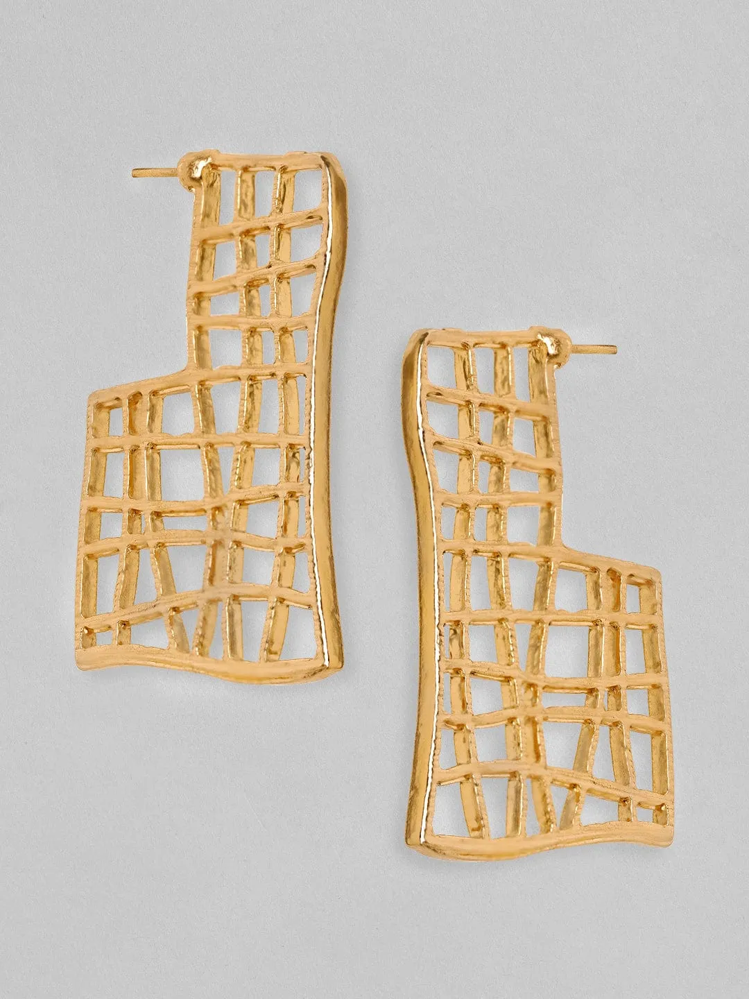 Rubans Voguish Set of 2, Gold Toned Contemprory Style Earrings.