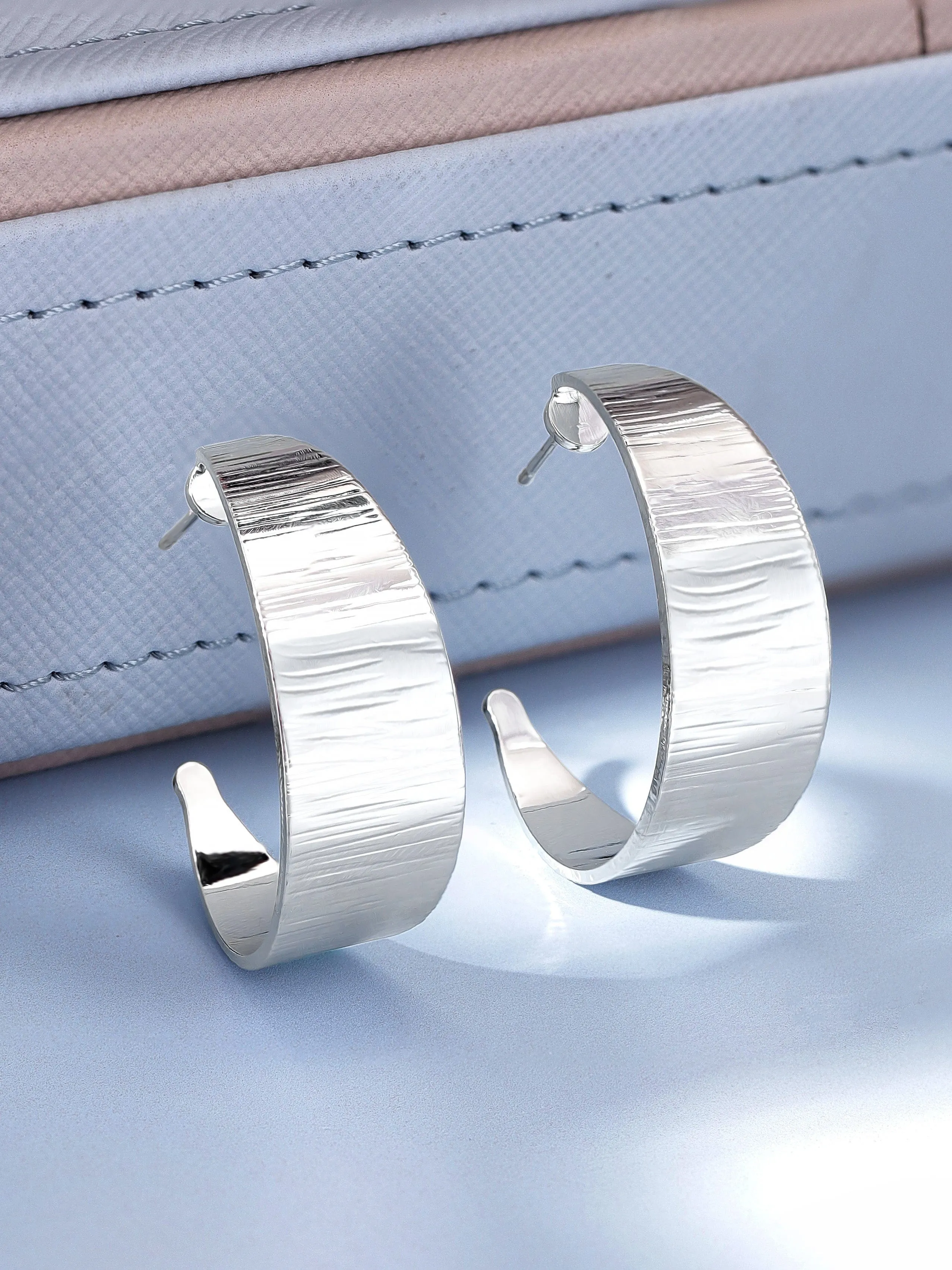 Rubans Voguish Sleek Sophistication Silver Plated Hoop Earrings