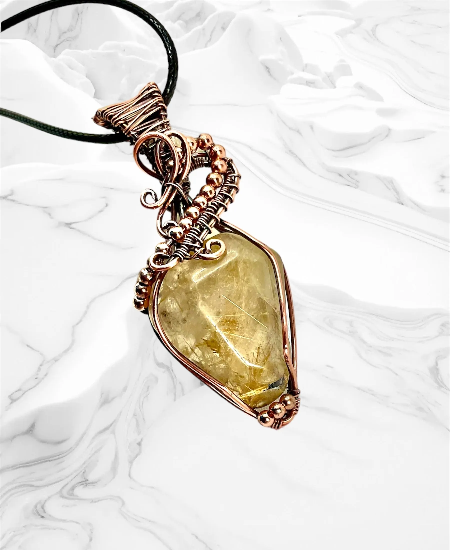 Rutilated Quartz Wire Wrapped Pendant