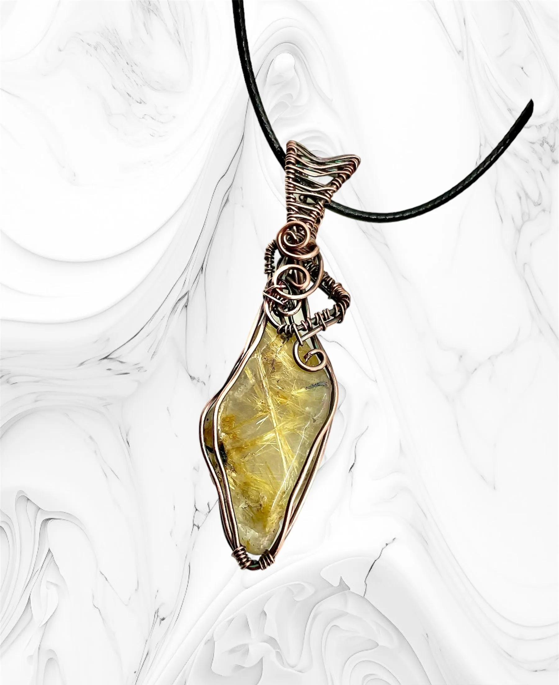 Rutilated Quartz Wire Wrapped Pendant