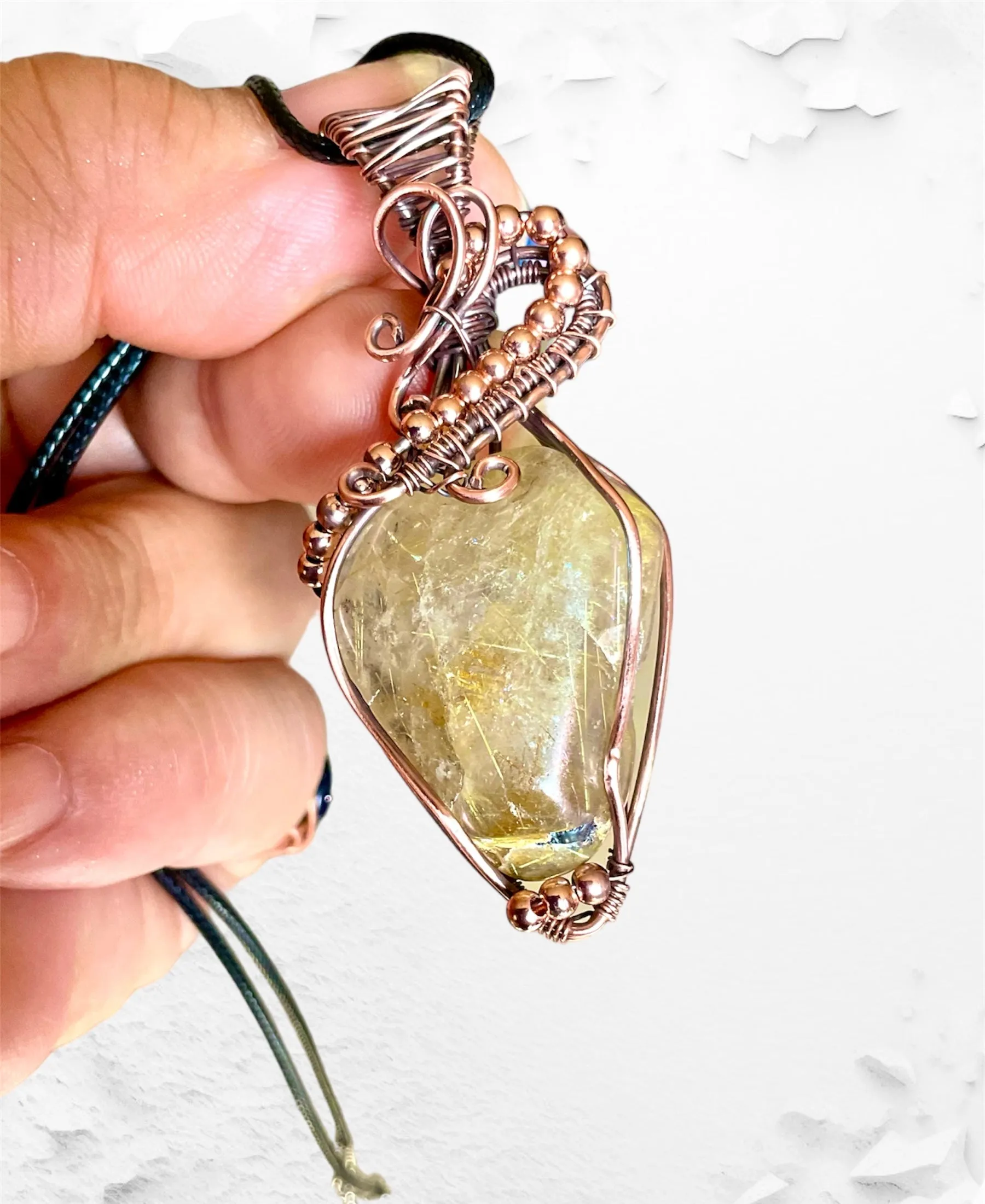 Rutilated Quartz Wire Wrapped Pendant