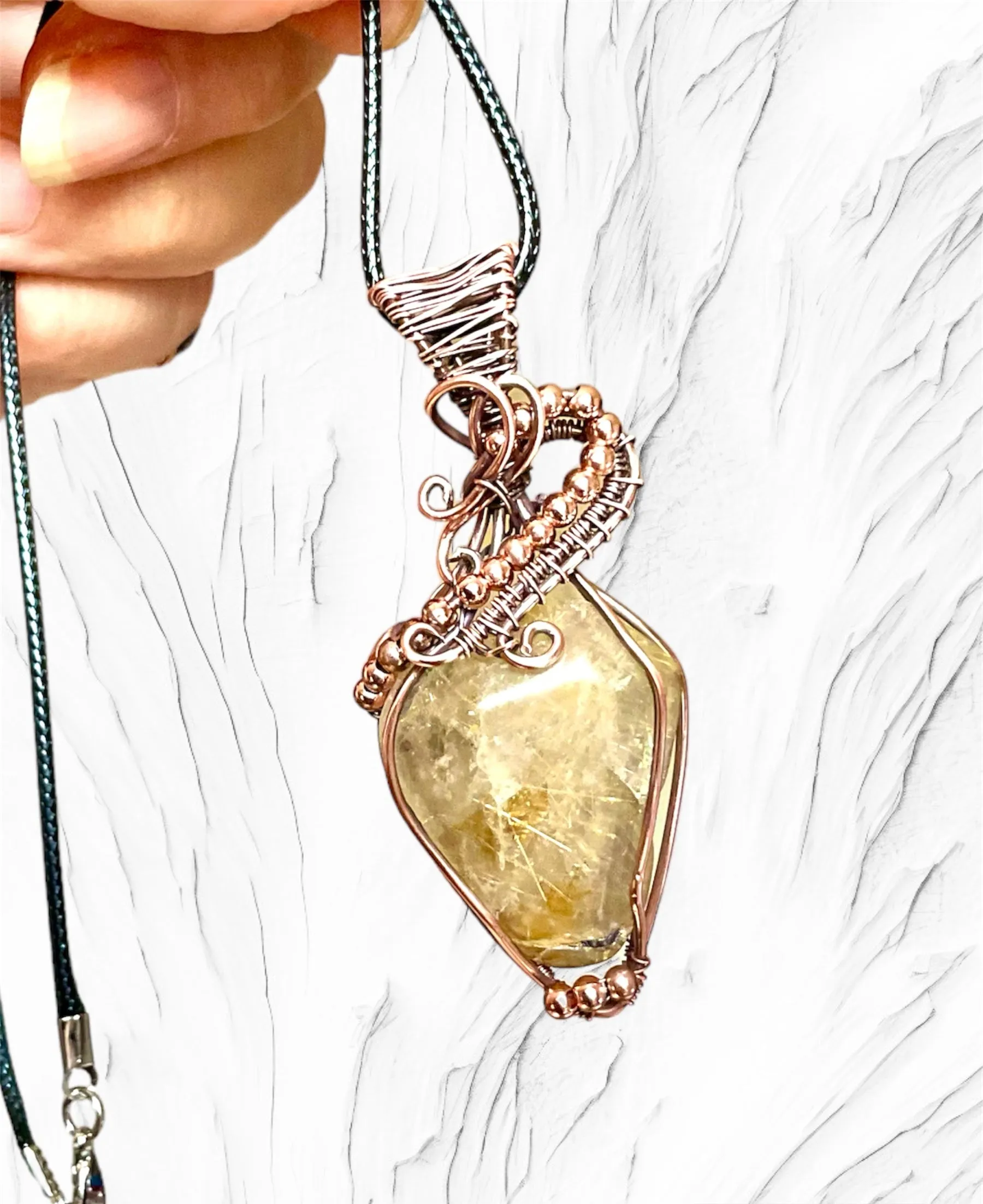 Rutilated Quartz Wire Wrapped Pendant