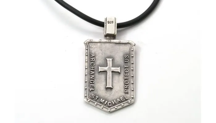 Saint Michael Silver Pendant, St Michael Catholic Jewelry