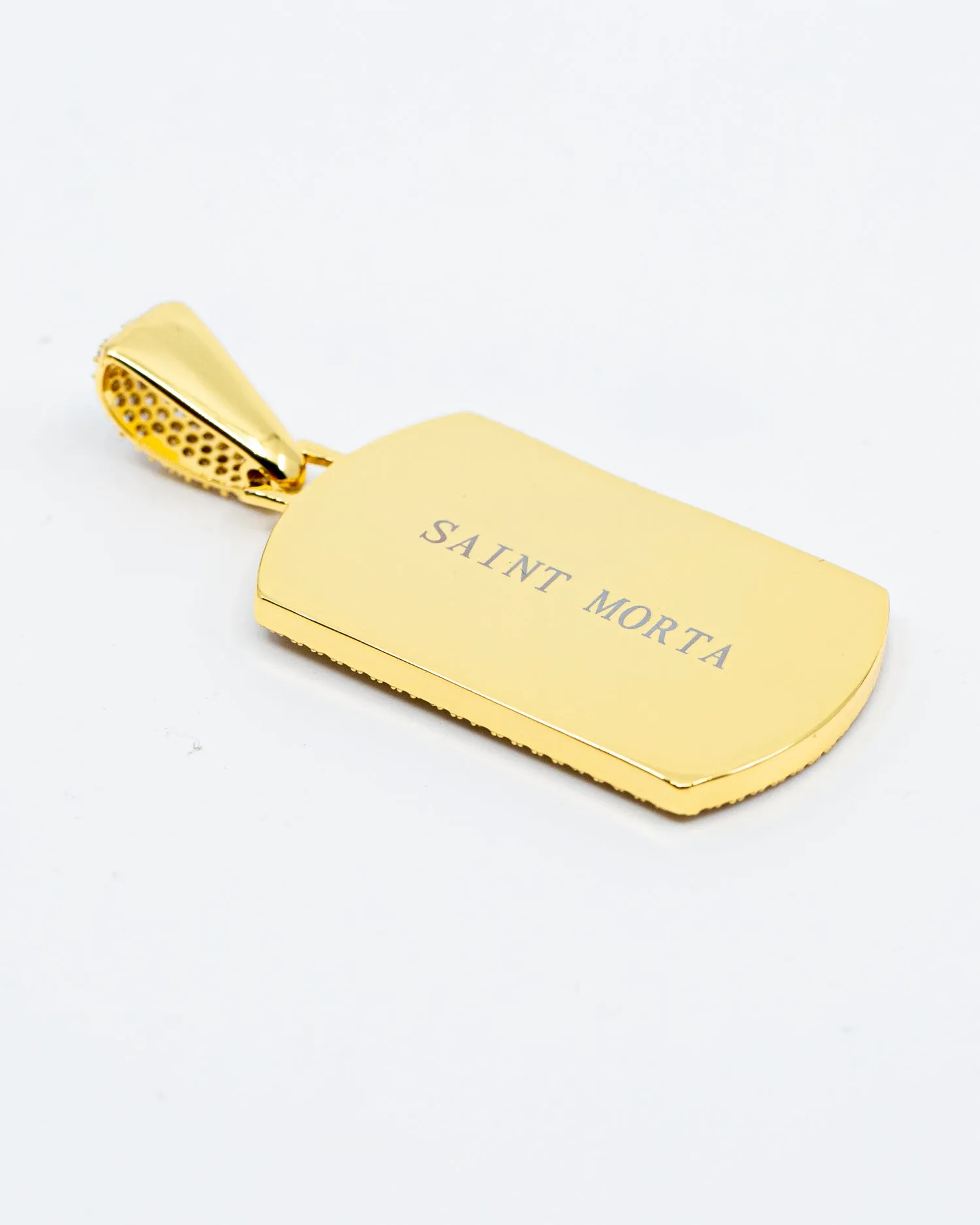 Saint Morta Iced Dog Tag Pendant Iced Gold