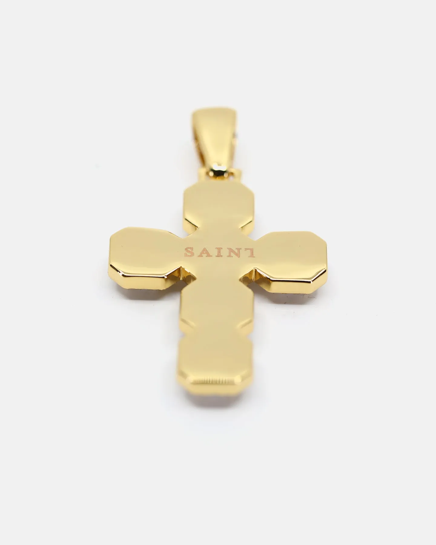 Saint Morta Palladium Iced Cross Pendant Iced Gold