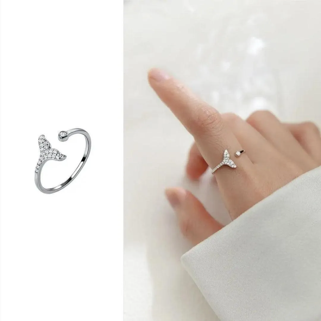 Silver Whale Tail Open Ring