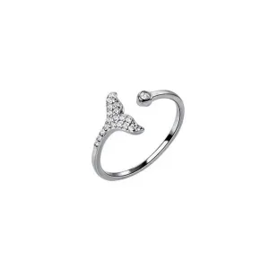 Silver Whale Tail Open Ring